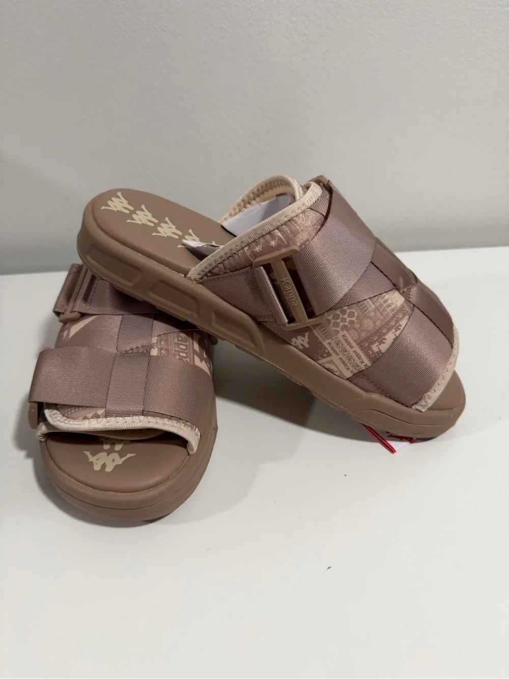 Kappa Taupe Slide Sandals with Adjustable Straps